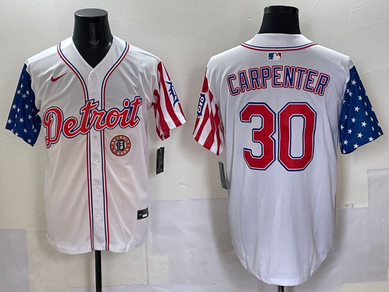 Men Detroit Tigers 30 Carpenter White National Flags 2025 Nike MLB Jersey style 7